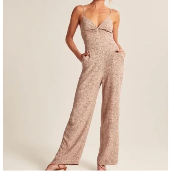 Abercrombie & Fitch twist front animal print jumpsuit Size LT - Picture 1 of 8